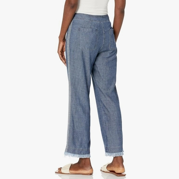Trina Turk Chambray Denim Fringe Hem Pants. Small - Picture 2 of 6